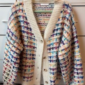 Ces Femme Cream Multicolor Knit Cardigan